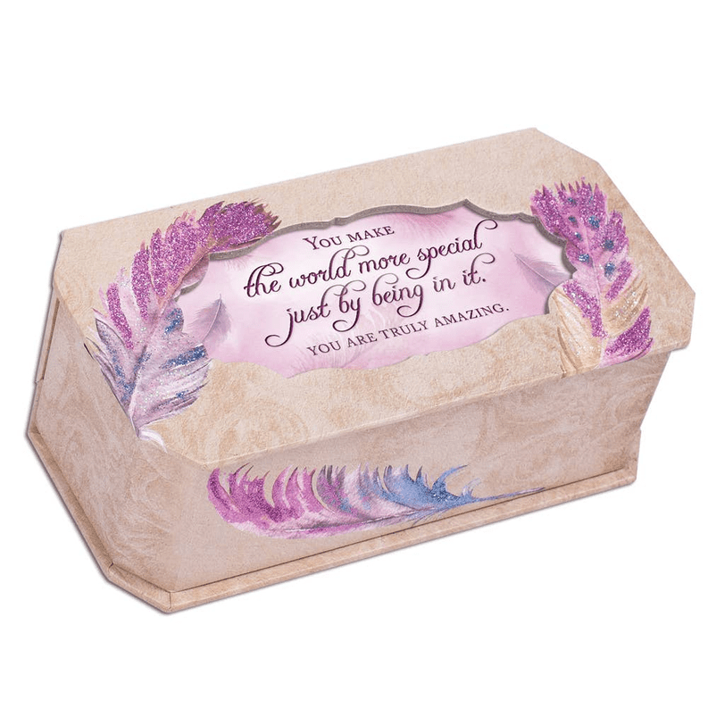 7.25" Beige “Wonderful World" Belle Papier Musical Box