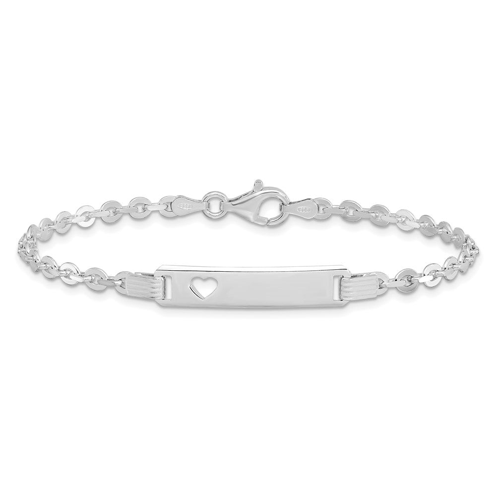 Sterling Silver Polished ID W/Heart Bracelet 7.5 inches