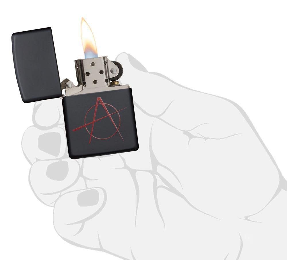 Zippo Anarchy Symbol Black Matte Pocket Lighter