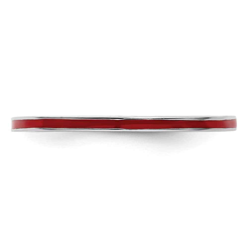 Sterling Silver Stackable Expressions Red Enameled 1.5mm Ring Size -10