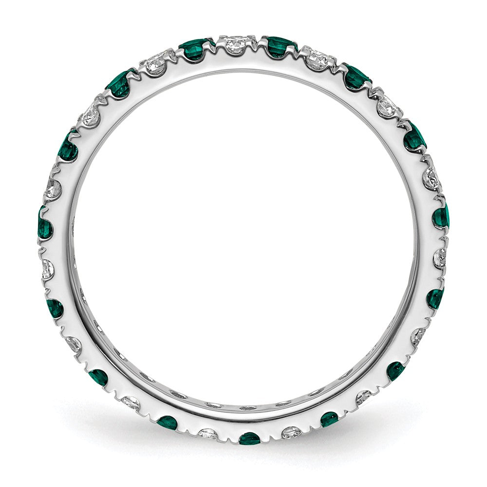 14k White Gold 3/8 carat Lab Grown Diamond VS/SI+ G+ and Lab Created Alexandrite Size 5 Eternity Band