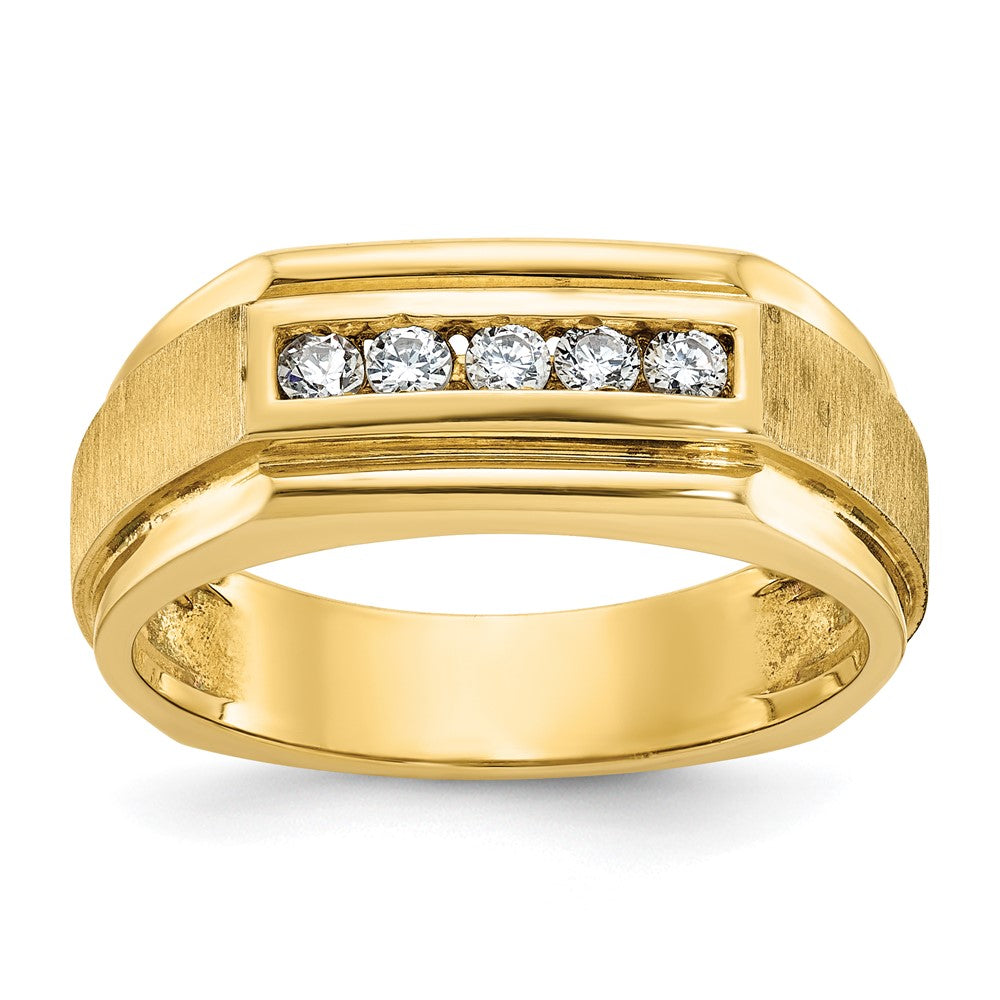 IBGoodman 14k Men's Polished and Satin 5-Stone 1/4 Carat AA Quality Diamond Ring