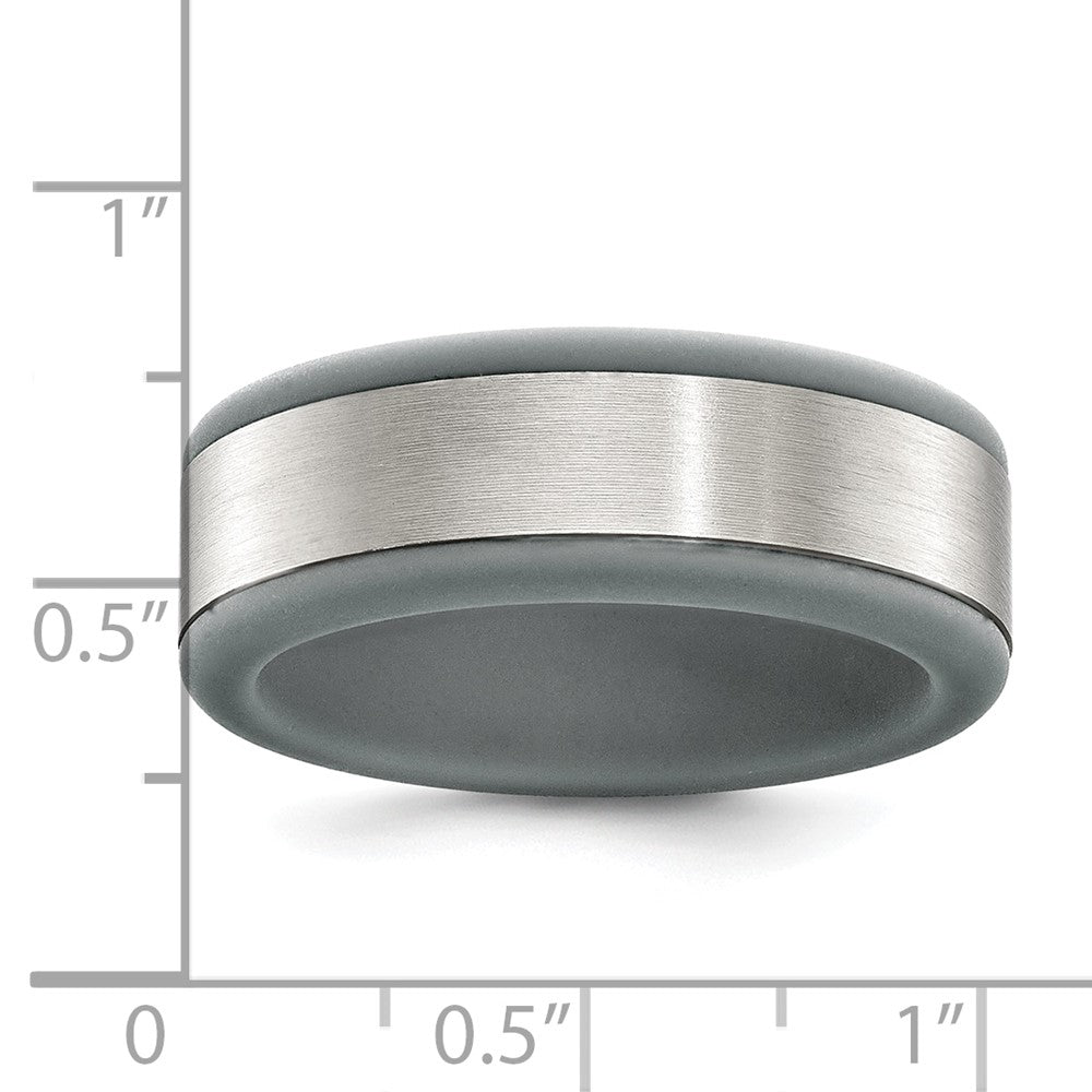 Chisel Stainless Steel Brushed Grey Silicone Center 8mm Band Size - 10