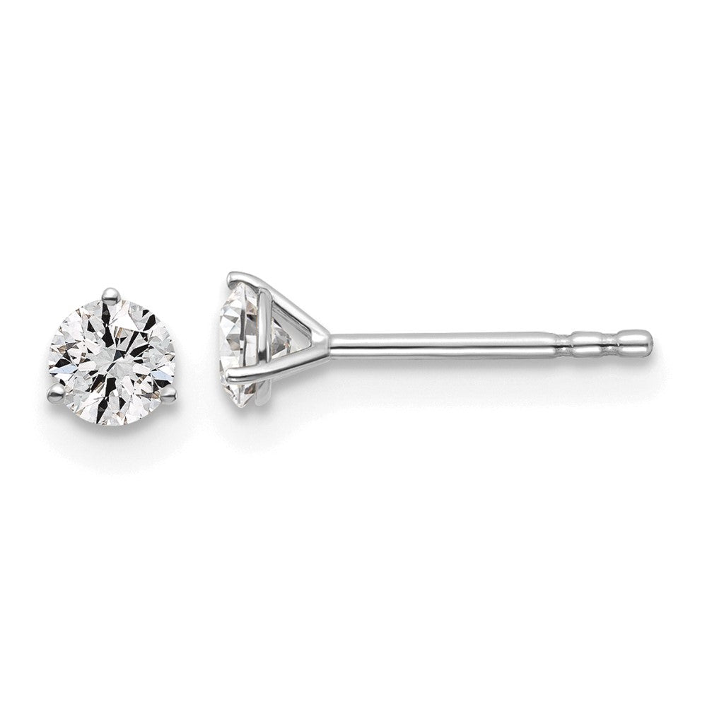 14k White Gold 3/8 ctw Lab Grown Diamond VS/SI+ G+ Round 3 Prong Heavy Wt. Stud Earrings