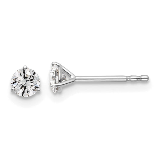 14k White Gold 3/8 ctw Lab Grown Diamond VS/SI+ G+ Round 3 Prong Heavy Wt. Stud Earrings