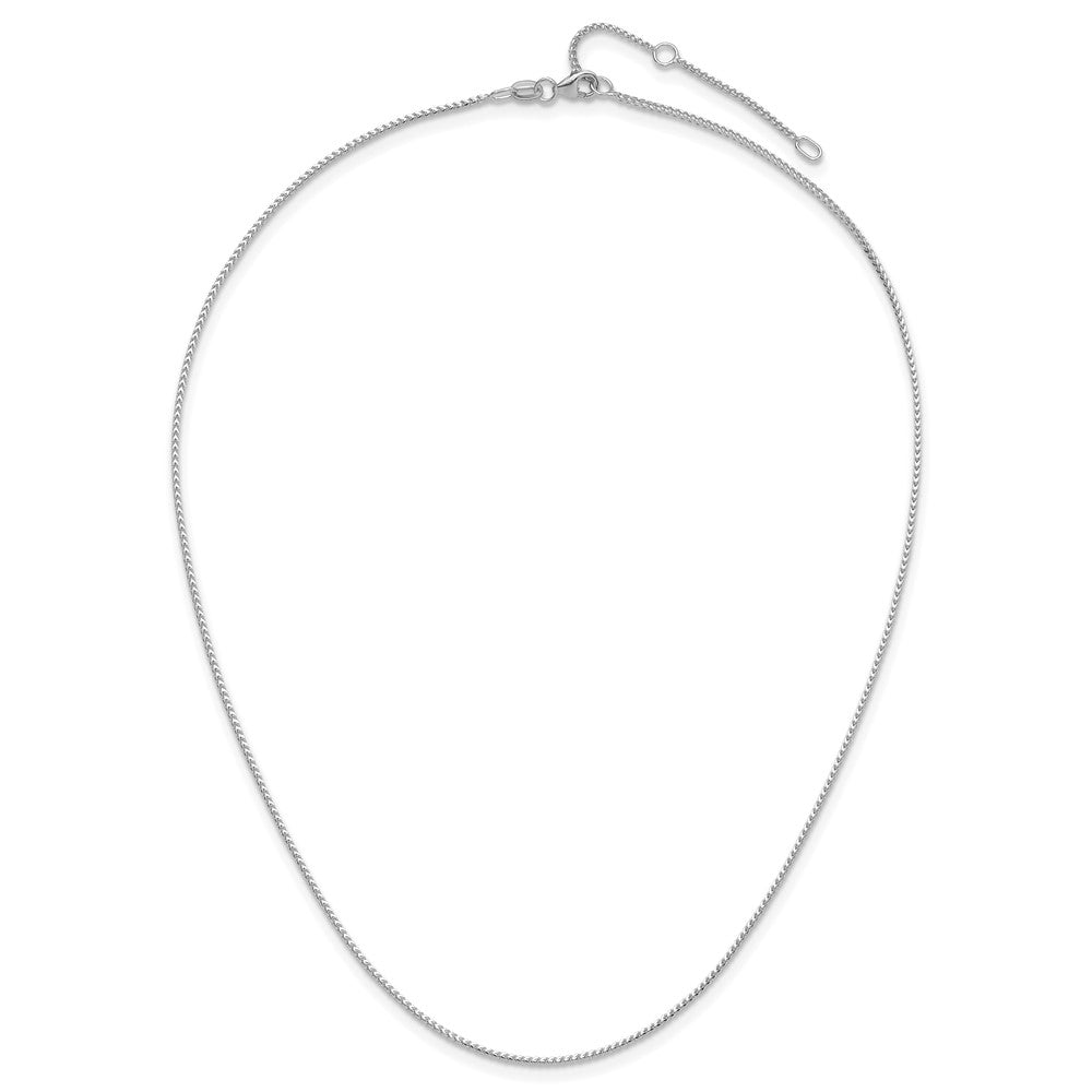 14K White Gold 2.0mm Flat Cable 1in+1in Adjustable Chain