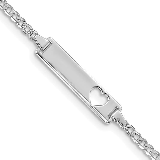 14k WG Cut-out Heart Curb Link ID Bracelet 7  inches