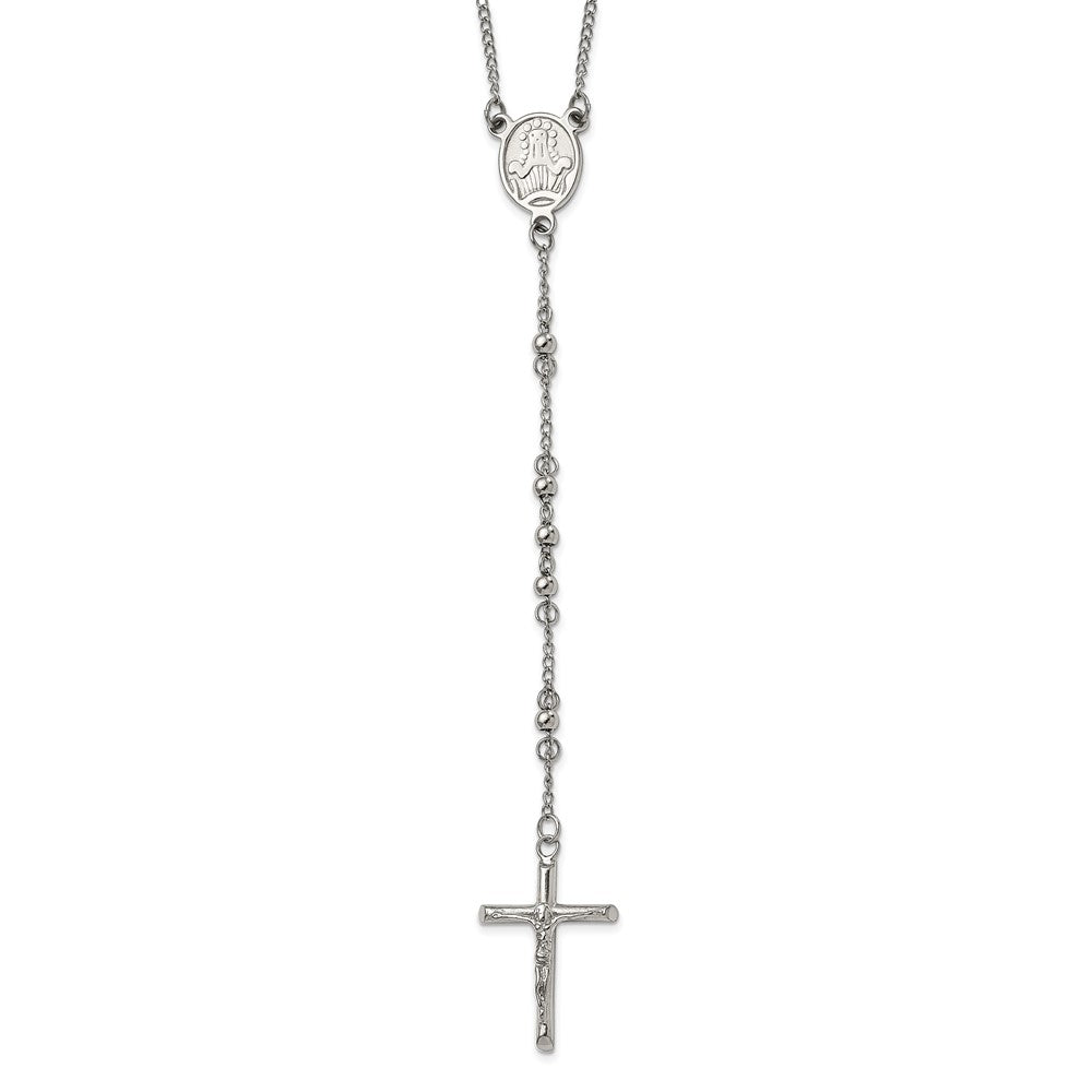 Stainless Steel Polished 4mm Bead Rosary Necklace Jewelry Gifts for Women