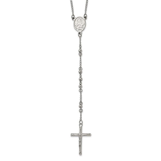 Stainless Steel Polished 4mm Bead Rosary Necklace Jewelry Gifts for Women