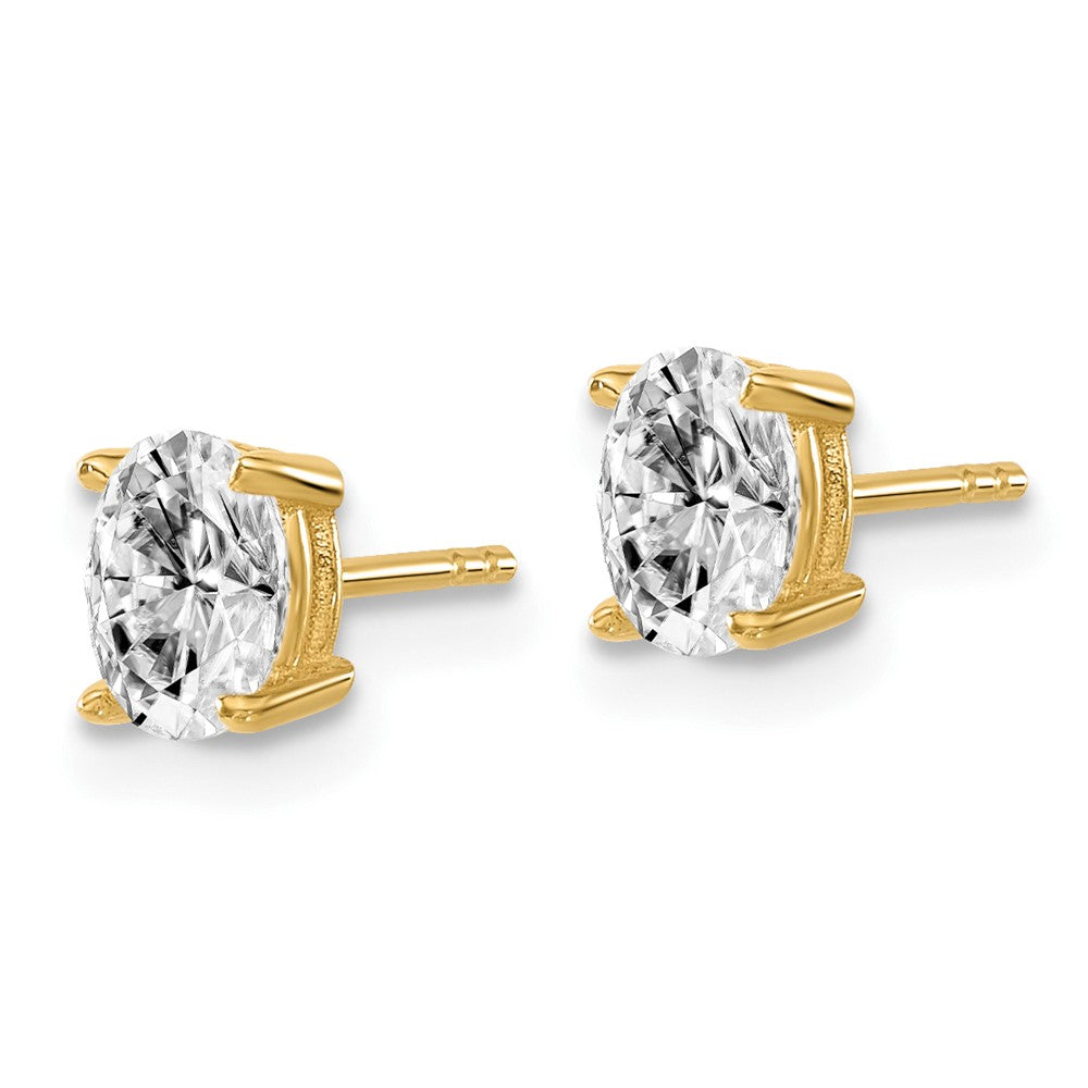 14k Yellow Gold 2/3 ctw Lab Grown Diamond VS+ F+ Oval 4 Prong Heavy Wt. Stud Earrings