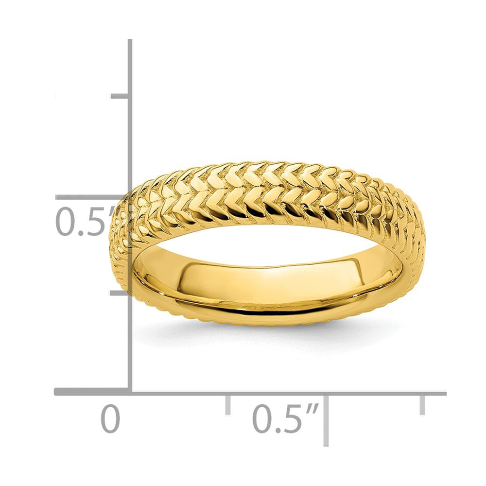 Sterling Silver Stackable Expressions Gold-plated Ring Size -6