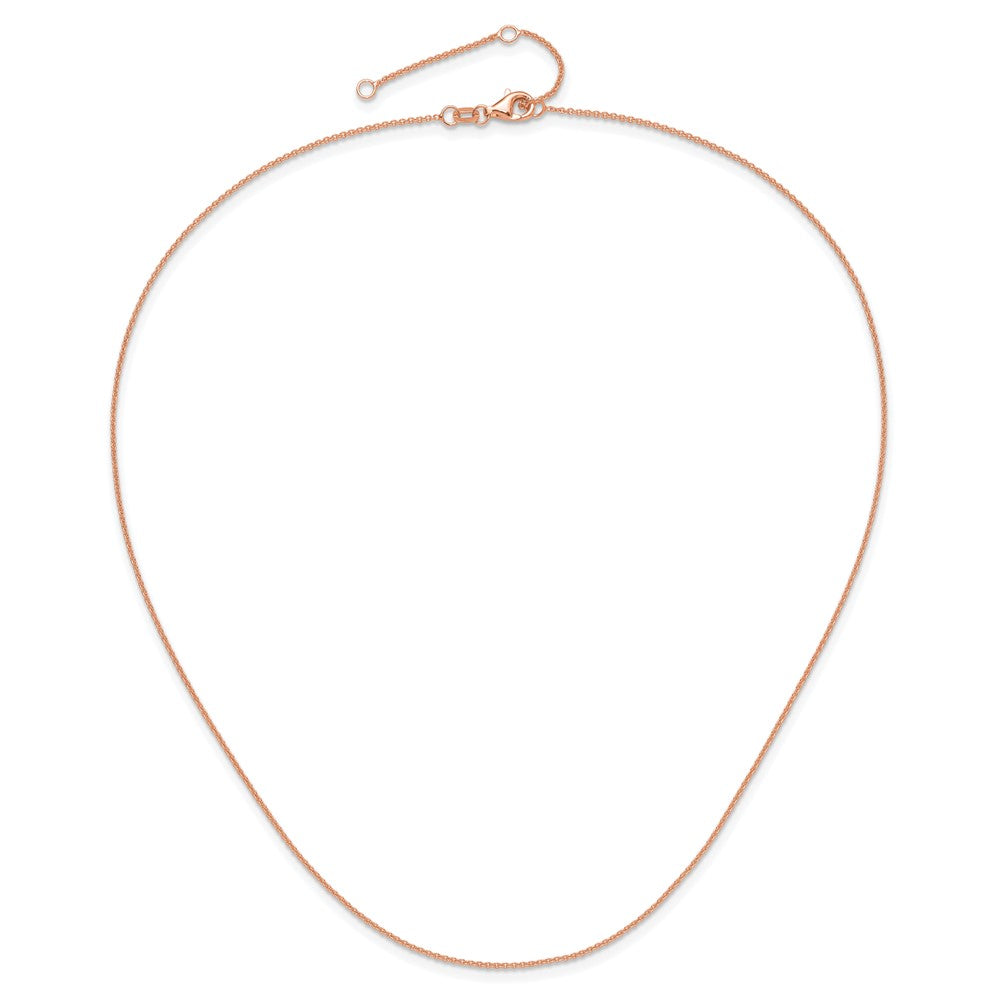 14k Rose Gold 1.25mm Round Cable 1in+1in Adjustable Chain