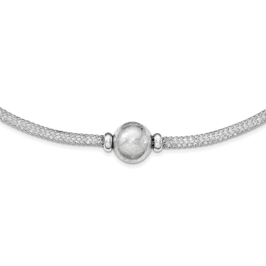 Sterling Silver Polished Crystal Necklace