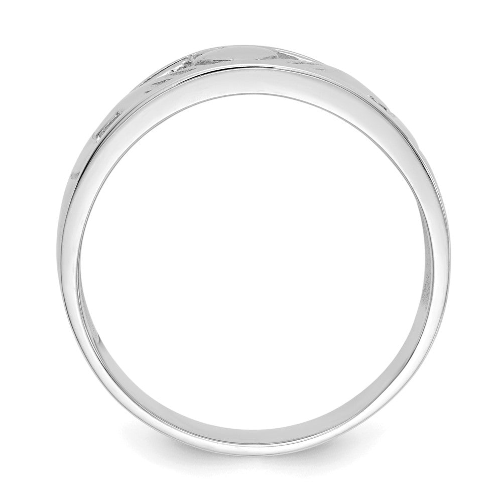 14k White Gold Ladies Polished Claddagh Band Size 7