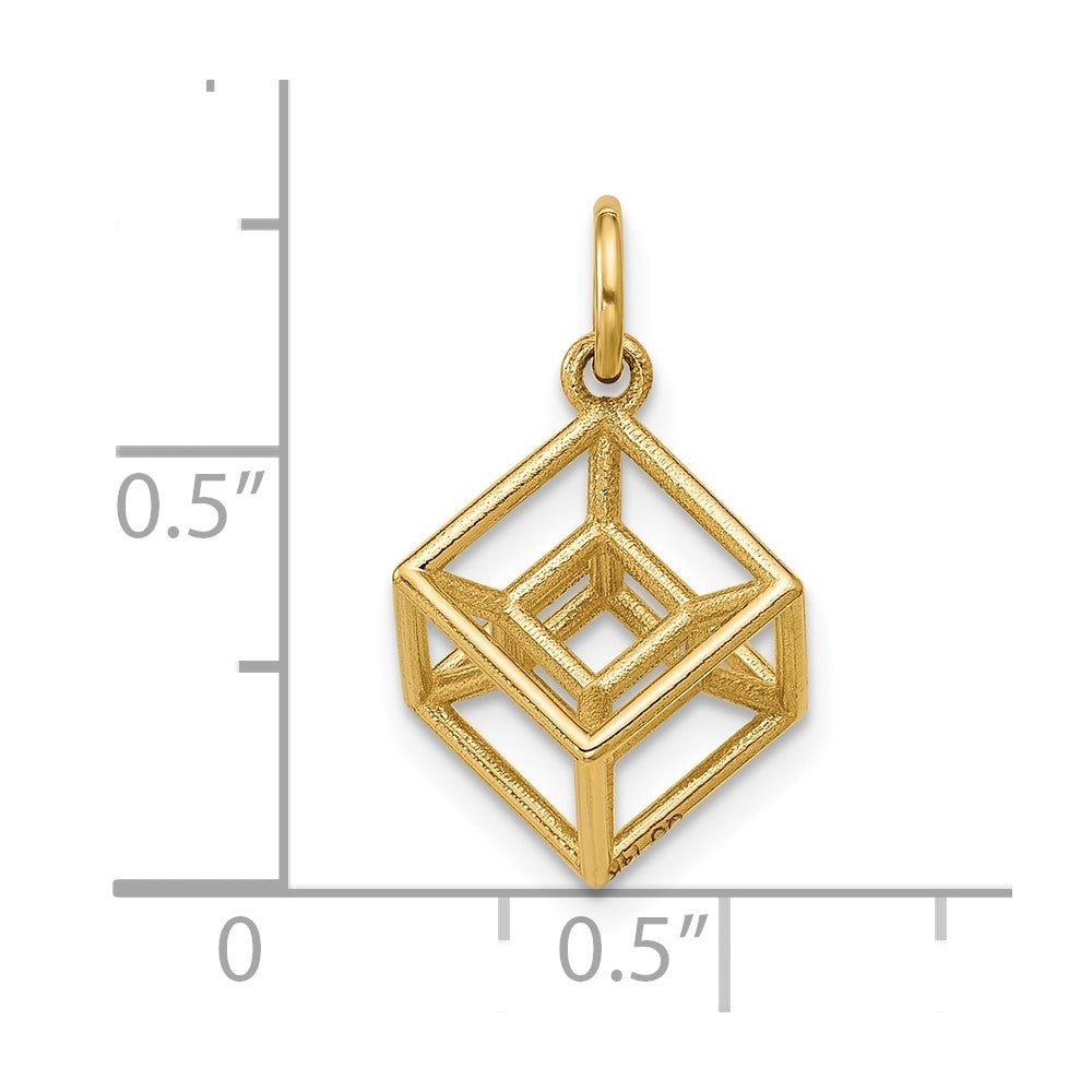 14K Polished Hypercube Shape Pendant