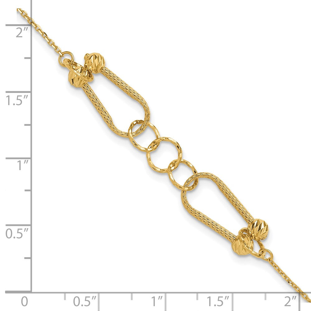 14K Polished and Diamond-cut Fancy Link with 1in ext. Bracelet 8  inches