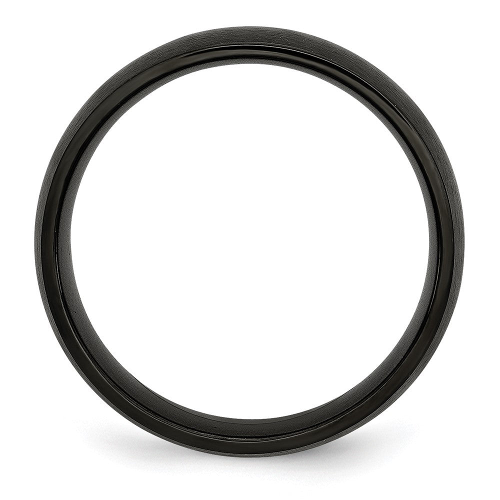 Stainless Steel 7mm Black IP-plated Brushed Band Size - 13
