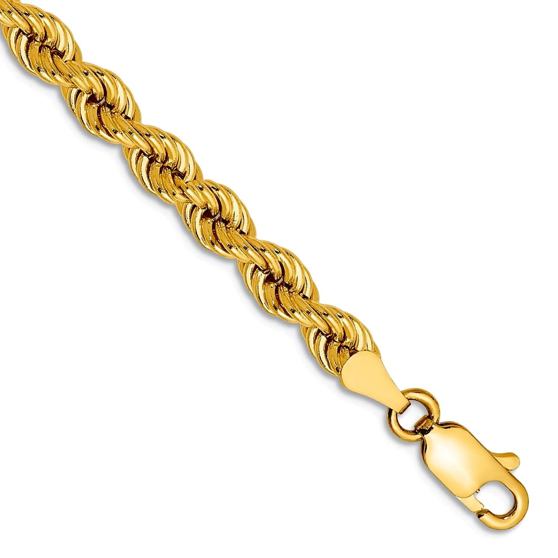 14K 8 inch 4mm Regular Rope with Lobster Clasp Chain