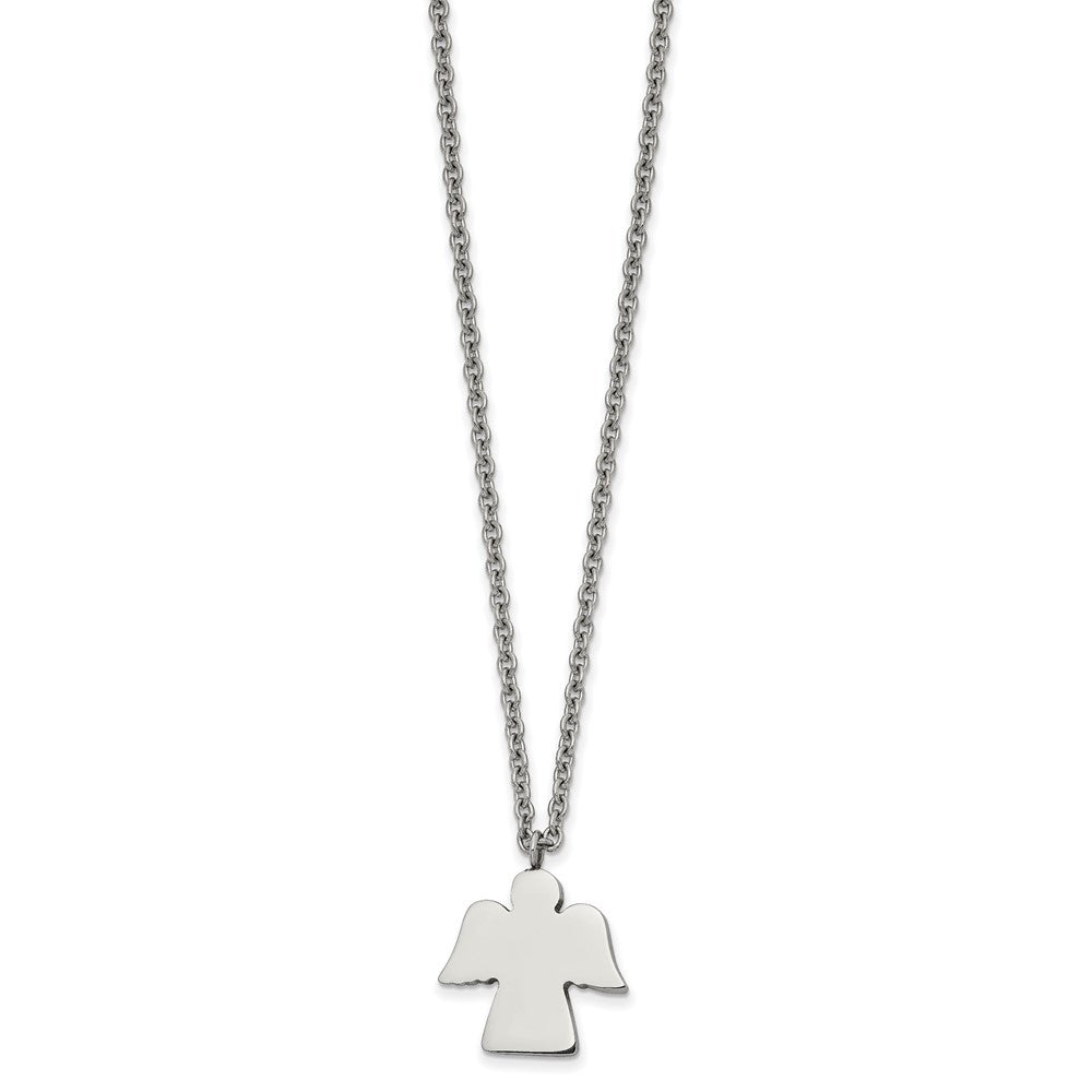 Stainless Steel Polished Angel 18in Necklace