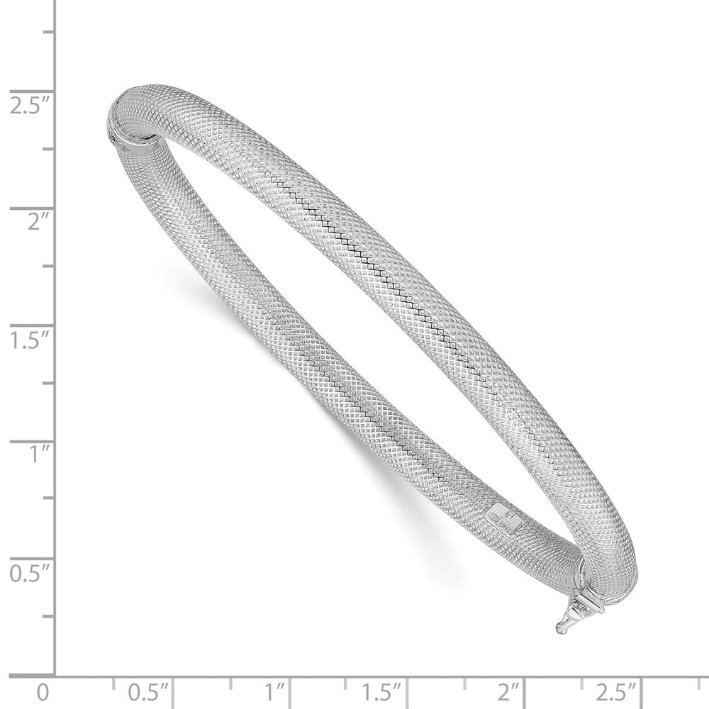 Sterling Silver Rhodium-plated Textured Bangle