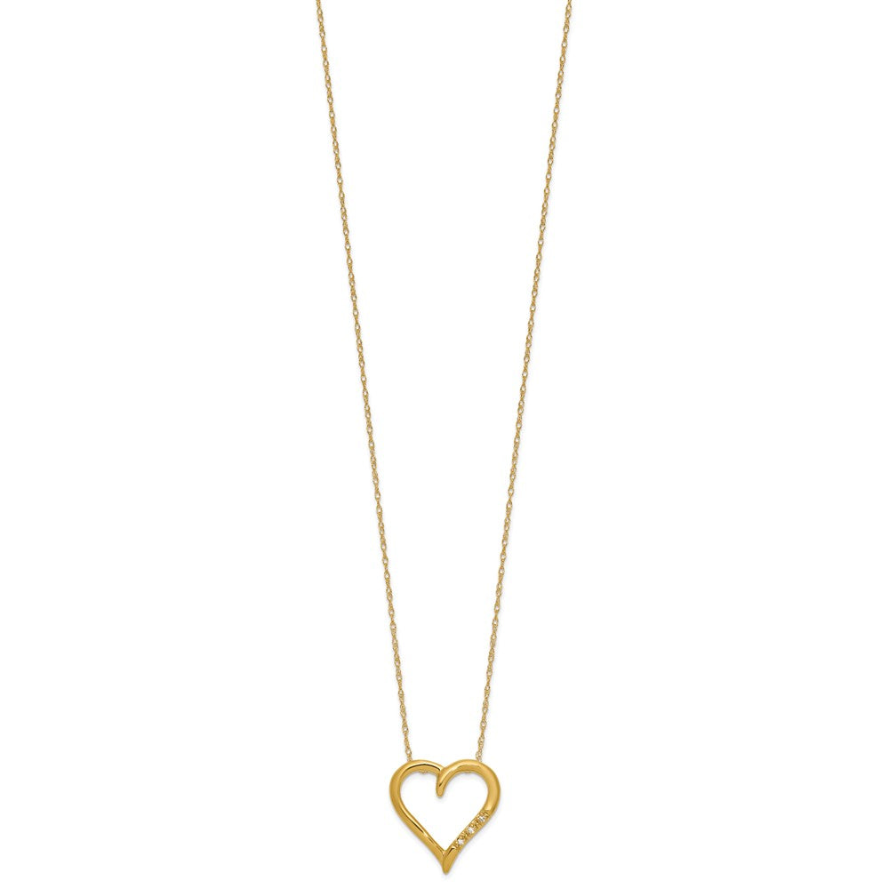 W/ chain,10K YG heart pendant, 3 - .005 Rd Dias - Dias:S43