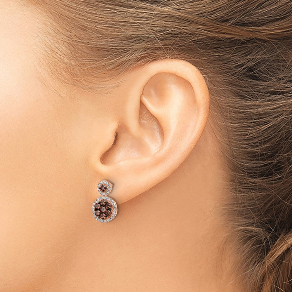 Sterling Silver Rhodium & 14k Yellow Gold Diam. Fleur de Lis Post Earrings