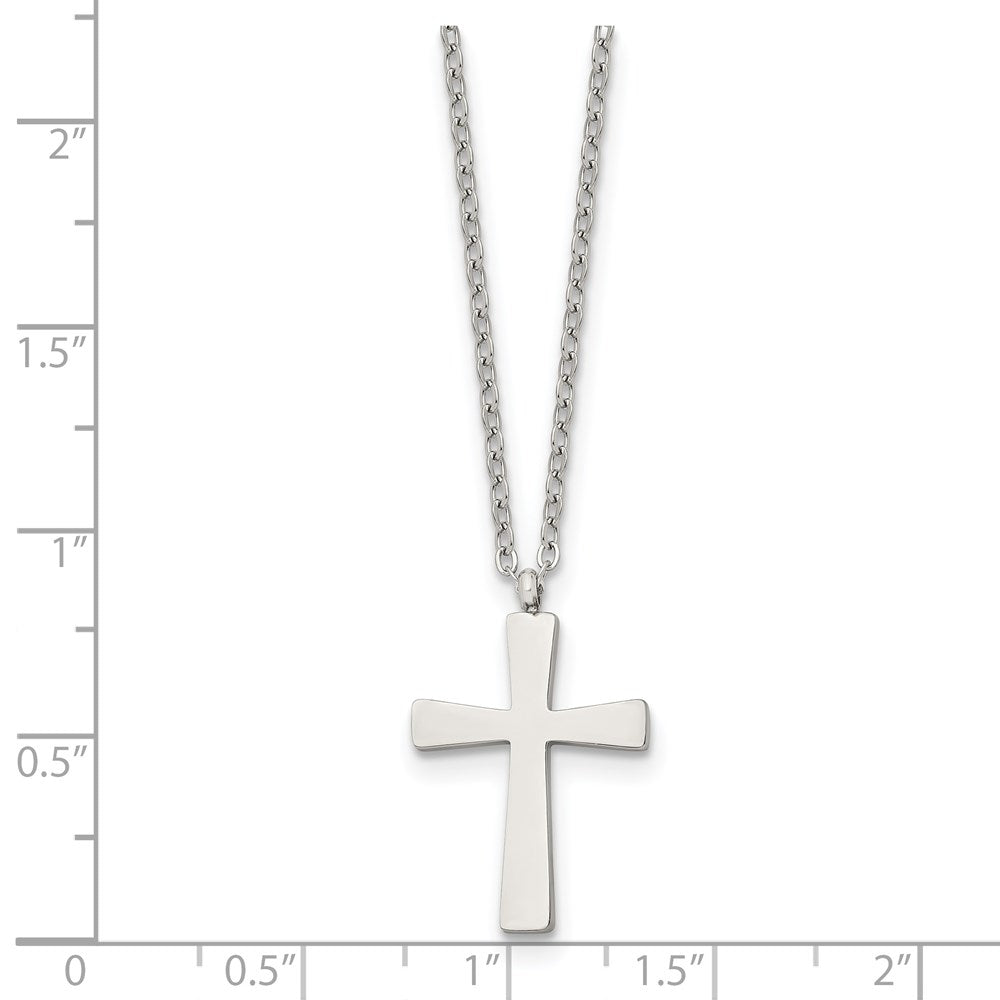 Stainless Steel Polished Small Cross 18in Necklace