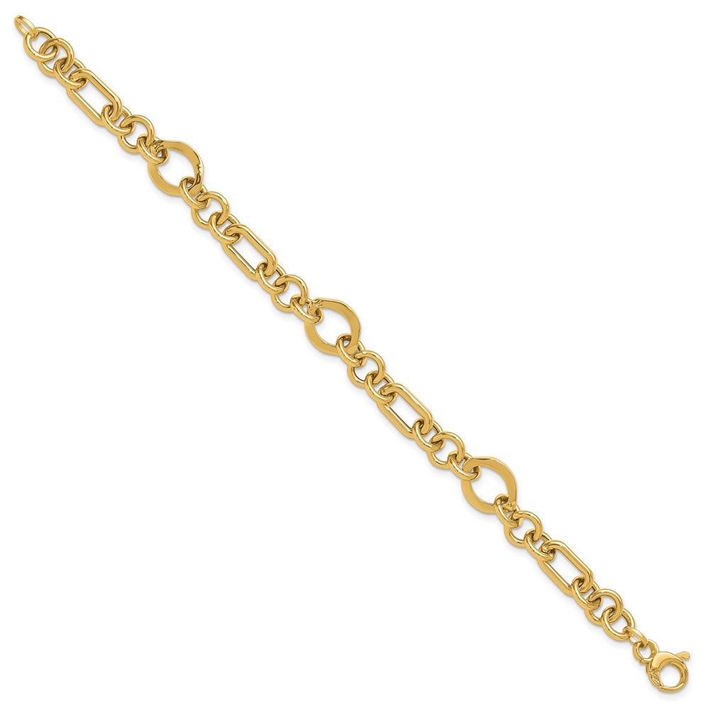 14K Polished Fancy Link Bracelet 7.5  inches