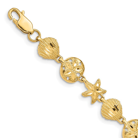14K Sea Life Bracelet 7  inches