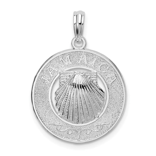 De-Ani Sterling Silver Rhodium-Plated Jamaica Round Circle with Shell Pendant