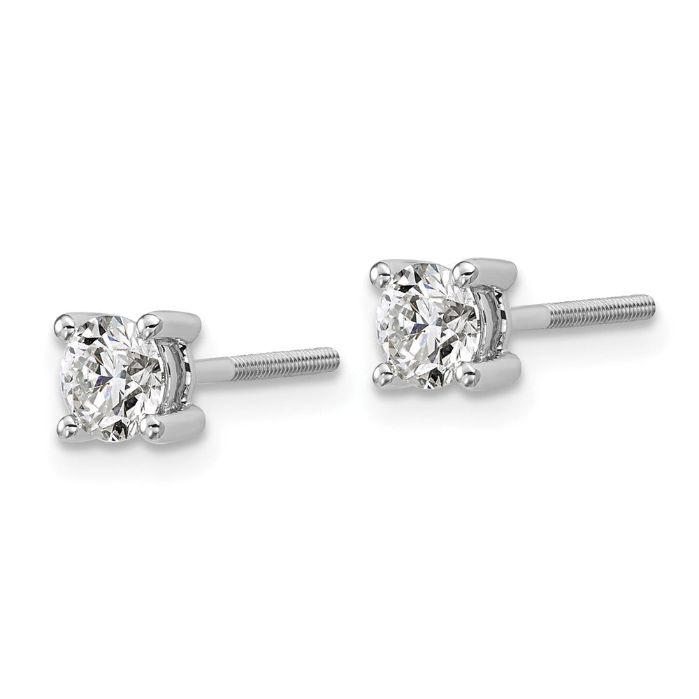 14k White Gold 3/4 ctw Certified Lab Grown Diamond VS+ F+ Round 4 Prong Heavy Wt. Screwback Stud Earrings