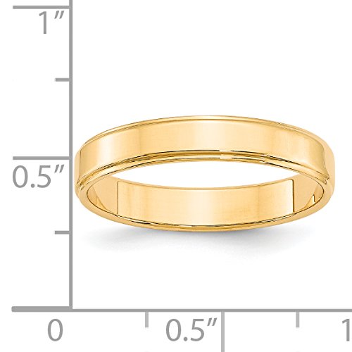 14k Yellow Gold 4mm Flat with Step Edge Wedding Band Size 7.5