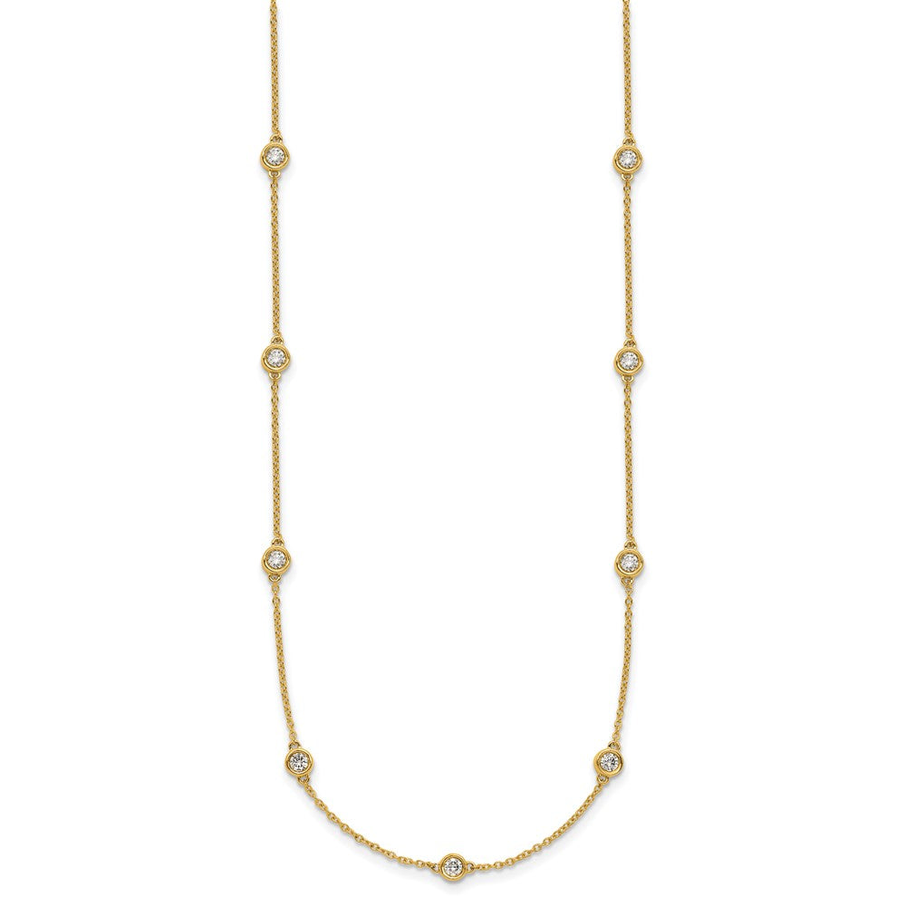 14k Complete 7/8 carat Bezel-set Diamond and Cable Chain 16-Station 20 inch Necklace