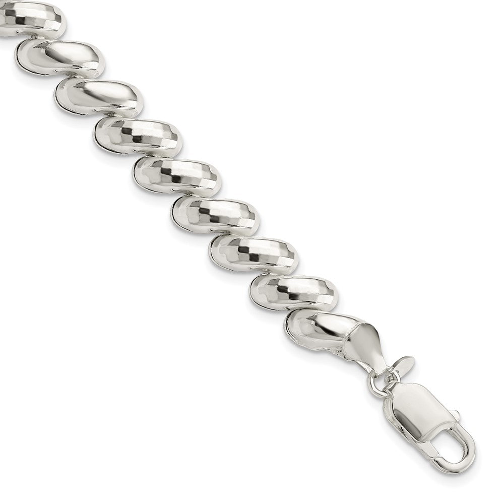 Sterling Silver Fancy Diamond-cut San Marco Bracelet 7.5 inches