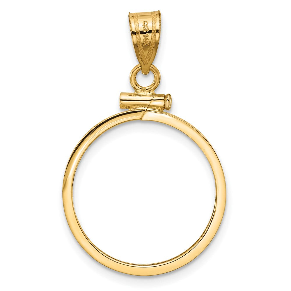 Wideband Distinguished Coin Jewelry 14k Polished 19.0mm x 1.1mm Screw Top Coin Bezel Pendant
