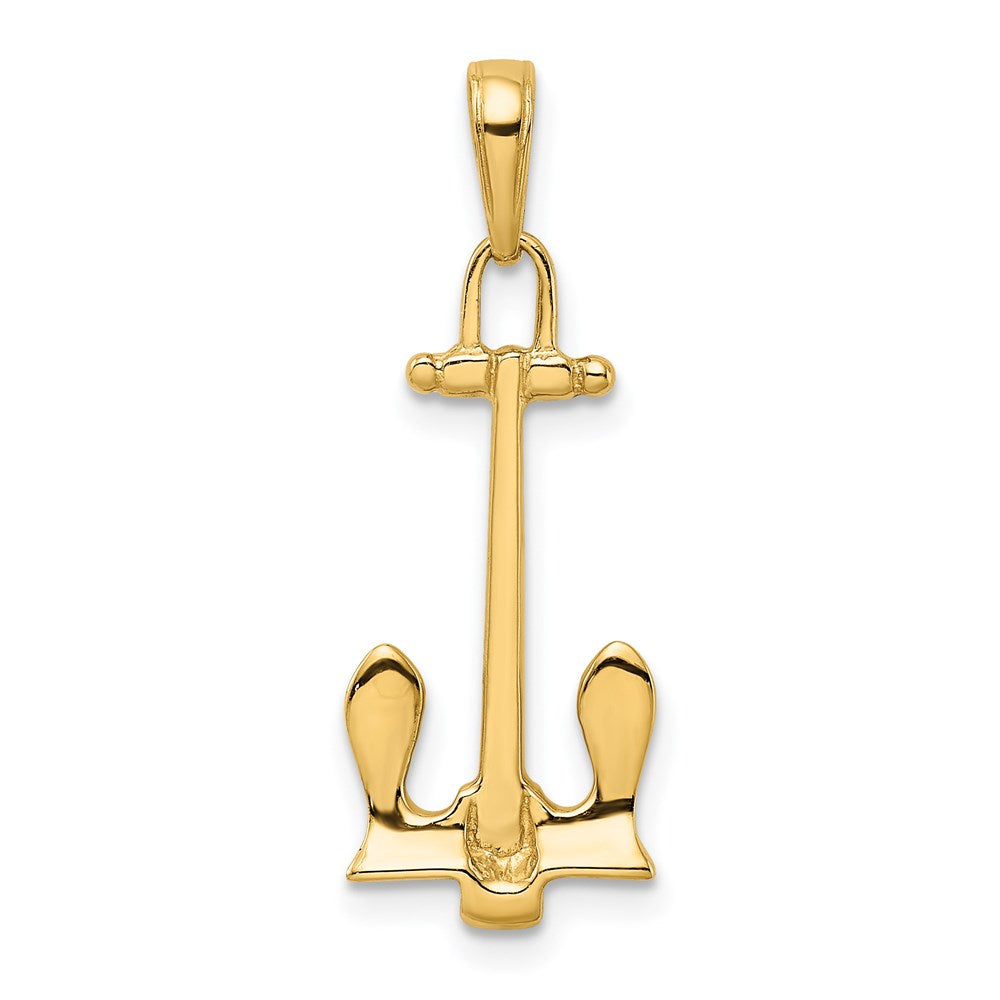 14K  3D Navy Anchor Pendant
