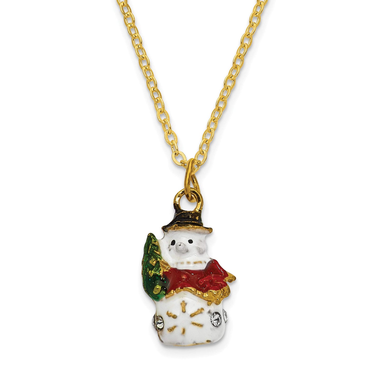 Bejeweled Pewter Jolly Snowman Trinket Box