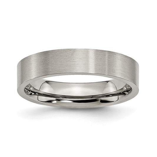 Titanium Brushed 5mm Flat Band Size - 12.5