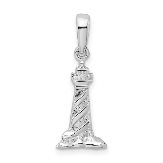 De-Ani Sterling Silver Rhodium-Plated 3D Cape Hatteras Lighthouse Pendant