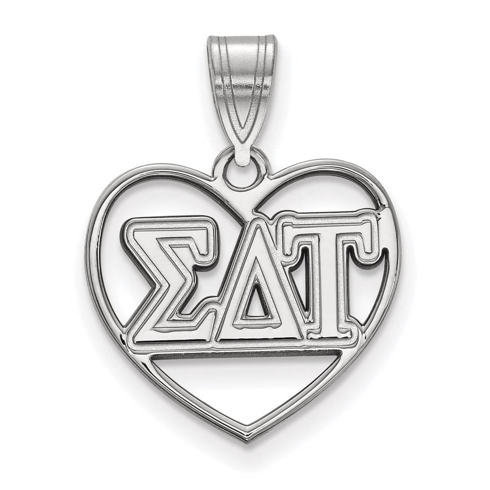 Sterling Silver Official Licensed Greek Sororities Sigma Delta Tau Heart Pendant