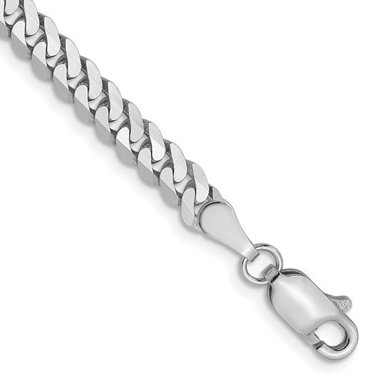 14K White Gold 3.9mm Flat Beveled Curb Chain 7  inches