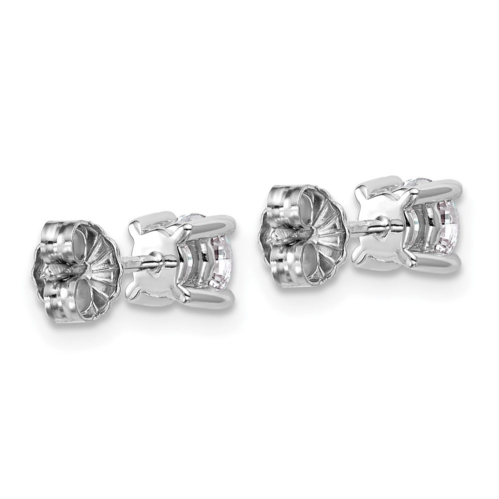 14k White Gold 7/8 ctw Lab Grown Diamond VS/SI+ G+ Round 4 Prong Heavy Wt. Stud Earrings