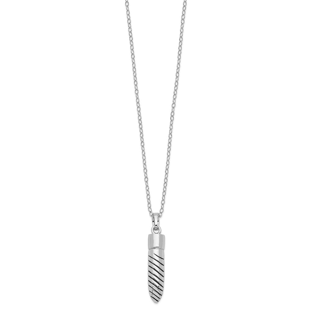 Sentimental Expressions Sterling Silver Rhodium-plated Antiqued Lined Bullet Ash Holder 18 Inch Necklace 18 Inches