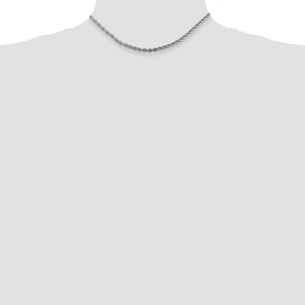Sterling Silver 3mm Solid Rope Chain 16 Inches