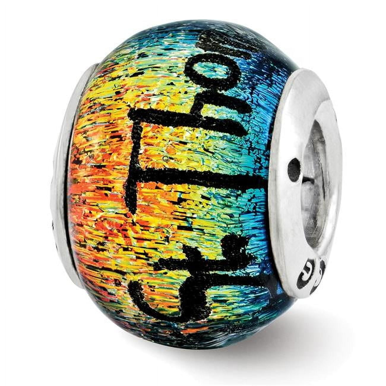 Sterling Silver Reflections St Thomas Orange Dichroic Glass Bead