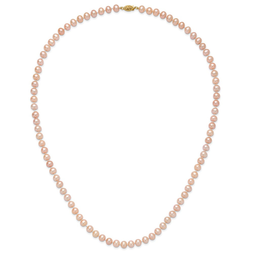 14k 6-7mm Pink Near-Round Freshwater Cultured Pearl 24 inch Necklace