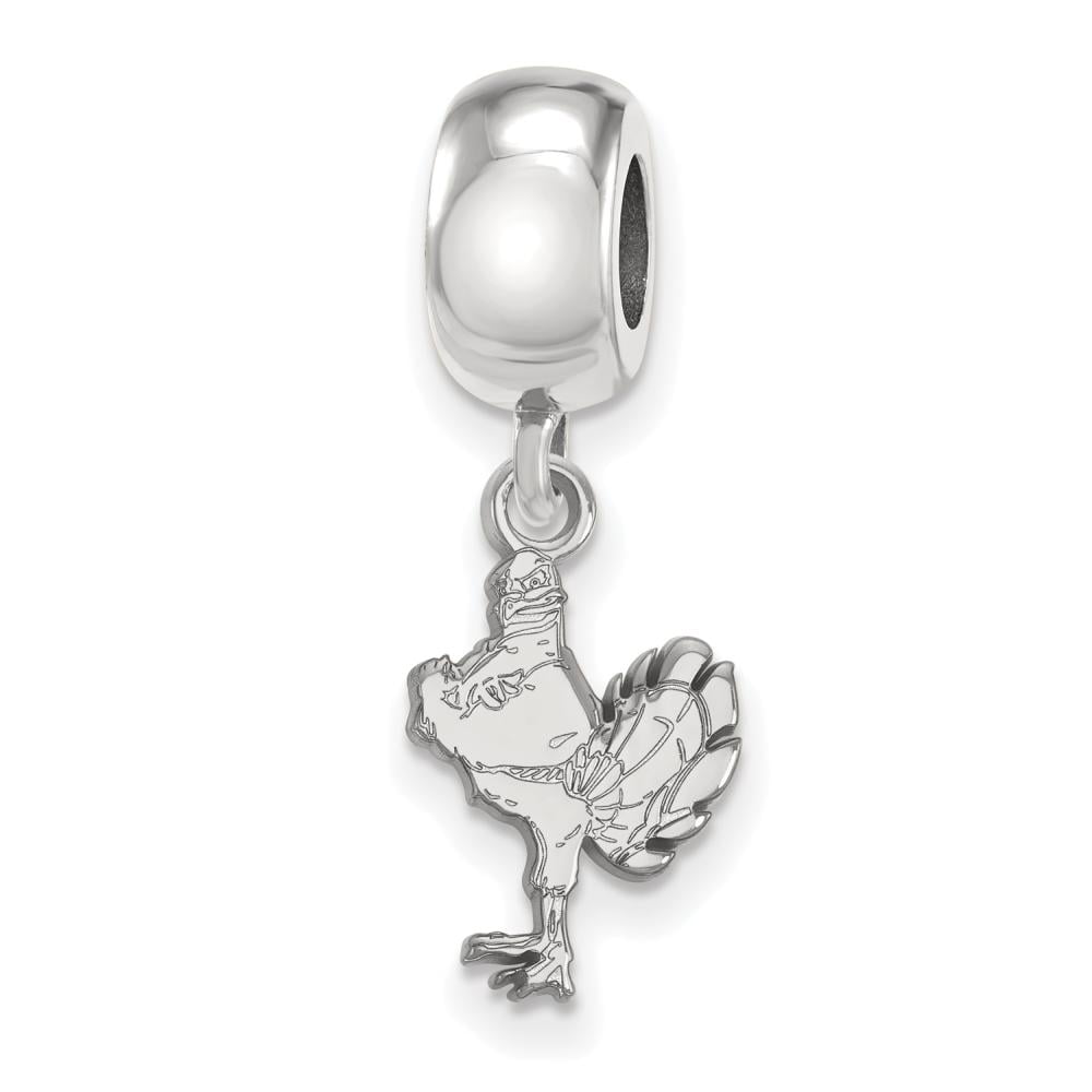 Sterling Silver Rhodium-plated LogoArt Virginia Tech HokieBird Small Dangle Bead Charm