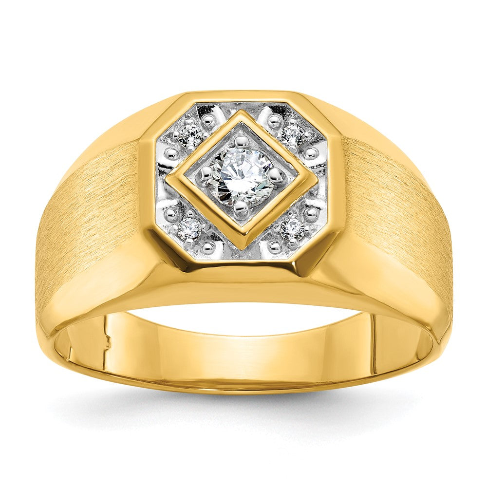 10k IBGoodman Men's Polished and Satin Diamond Complete Ring