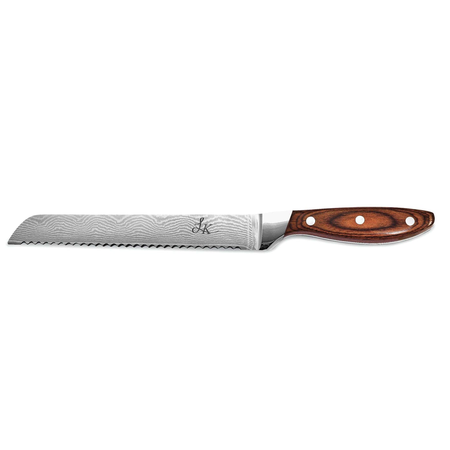 Luxury Knives Damascus Steel 67 Layer Pakka Wood Handle 8'' Bread Knife Q-KNDS-05