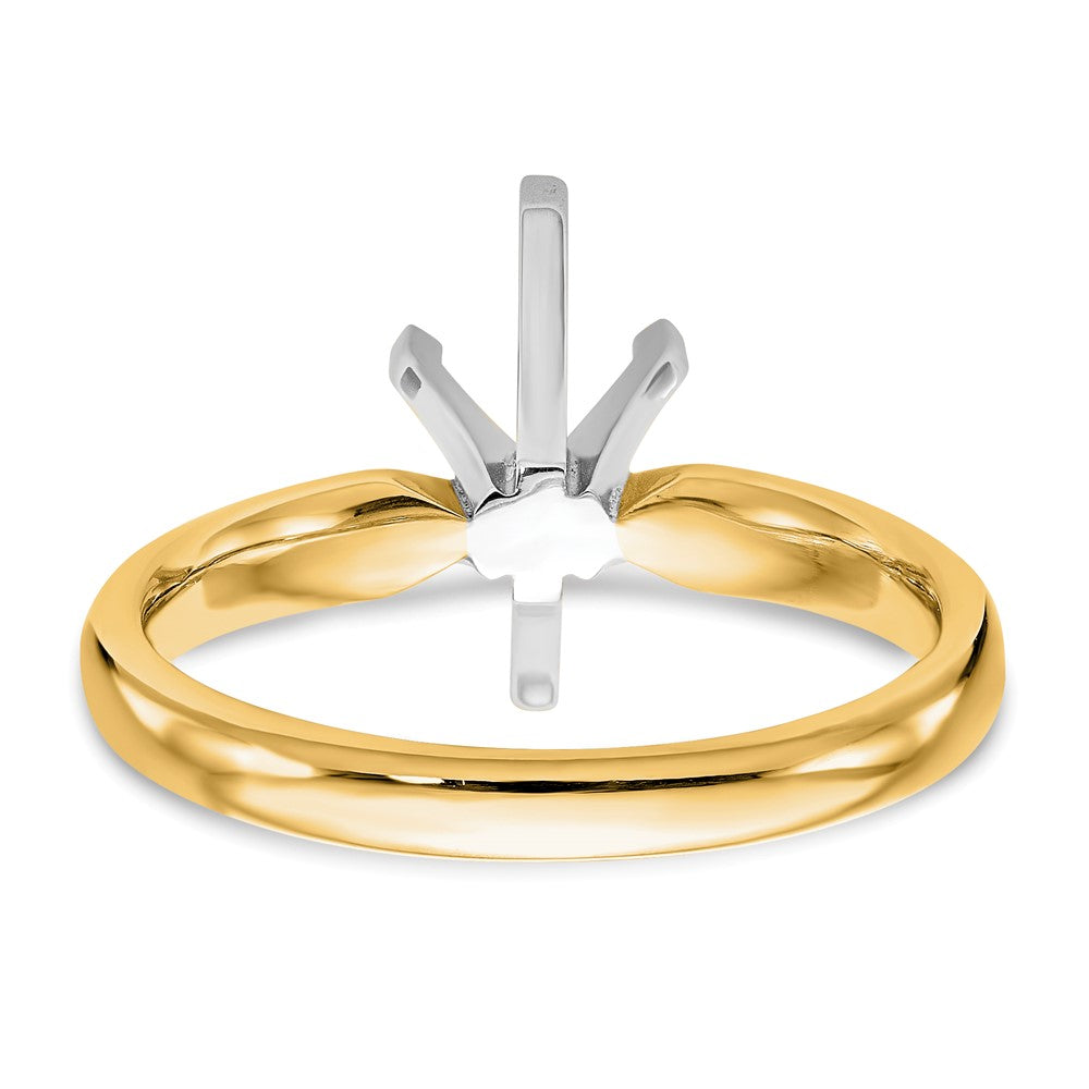 14k Two-Tone 1/2 carat Medium-Weight Comfort-Fit 6-Prong Tulip-Head Marquise Solitaire Ring Mounting